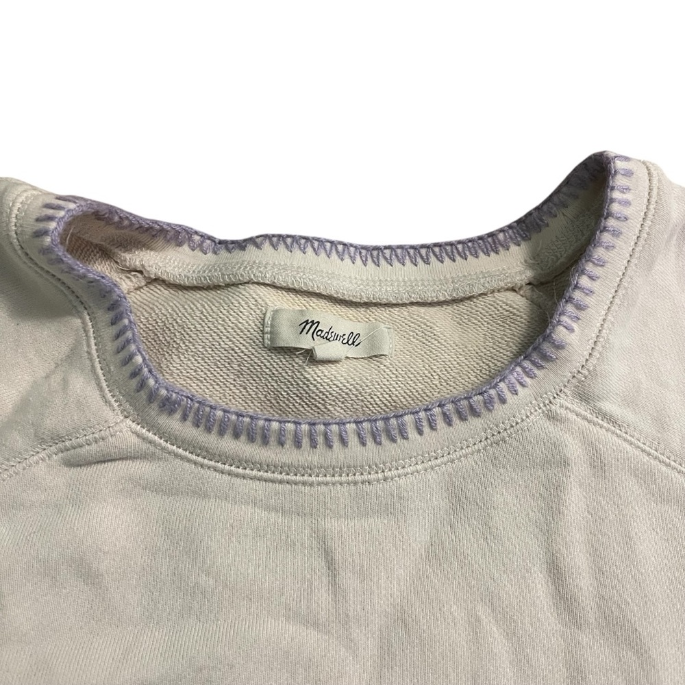 Madewell Stitched Shrunken Sweatshirt Bleached Linen Size Medium Women’s Cream - Picture 3 of 12